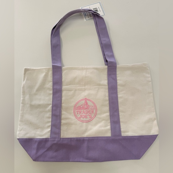 LIMITED EDITION LARGE TJ’s Lavender & Cream Canvas Tote Bag - Picture 2 of 4